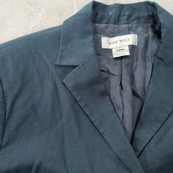Women’s Nine West Linen Long Sleeve Button Down Blazer Jacket Size 10 - Picture 7 of 15